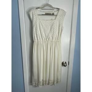 R Cinco Ranch Dress Large Off White Floral Lace Cottage Core Western NWT